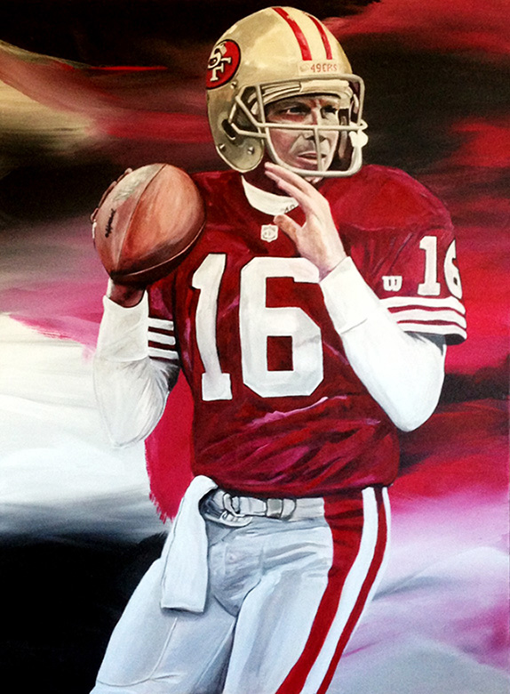 574x780 Joe Montana Acrylic On Canvas Painting, Signed And Authenticated. - Joe Montana Painting