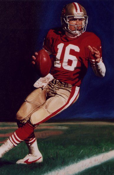 387x591 Sports Art Painting Of Joe Montana Nfl Art San Francisco 49ers - Joe Montana Painting
