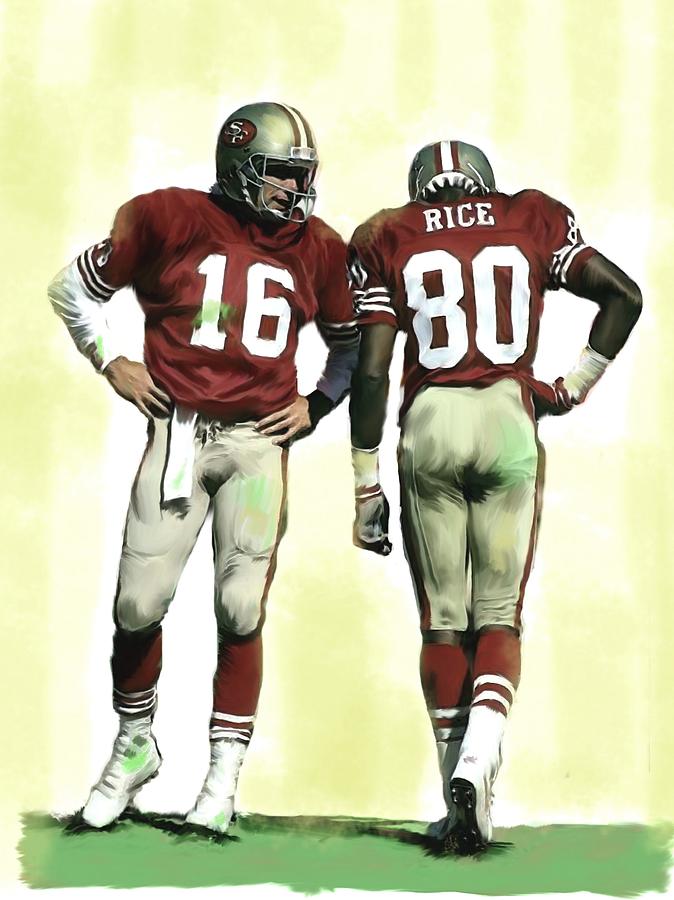 674x900 The Connection Ii Joe Montana And Jerry Rice Painting By Iconic - Joe Montana Painting