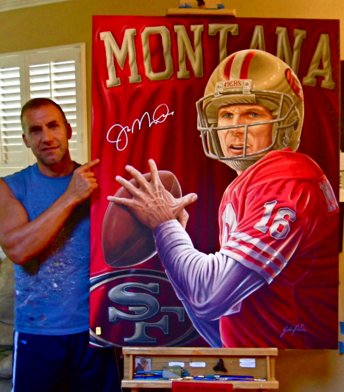 687x783 John Prince Art Gallery - Joe Montana Painting