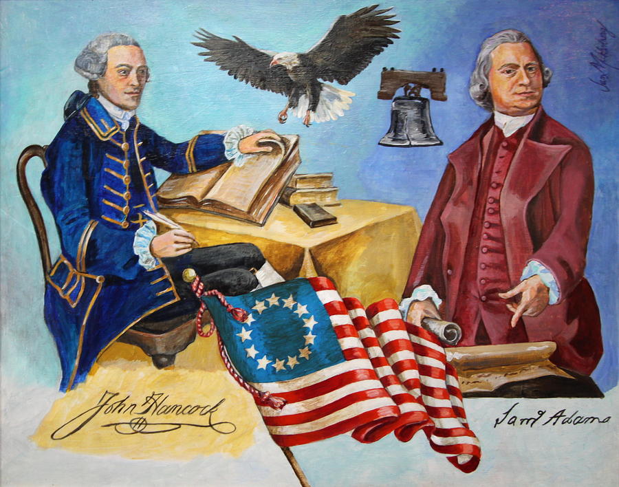 900x708 John Hancock And Sam Adams Painting By Jan Mecklenburg - John Adams Painting