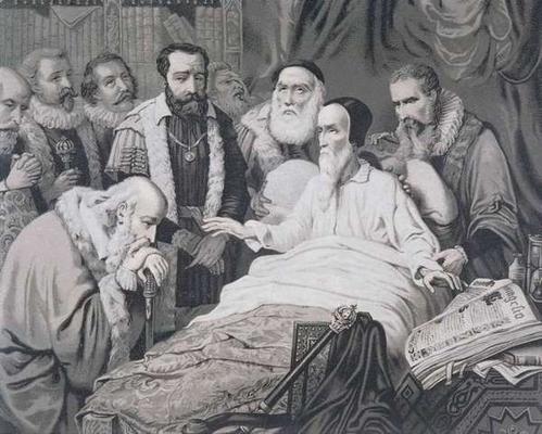 499x400 John Calvin (1509 1564) On His Death Bed - John Calvin Painting