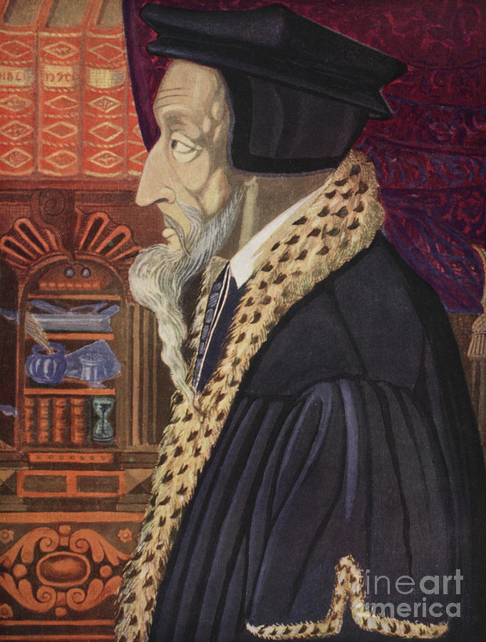 682x900 John Calvin Painting By German School - John Calvin Painting