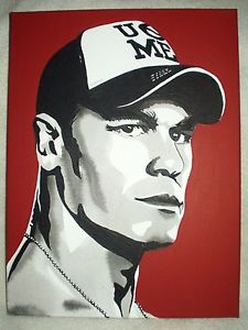 225x300 Canvas Painting Wrestler John Cena Portrait Red Bampw Art 16x12 Inch - John Cena Painting