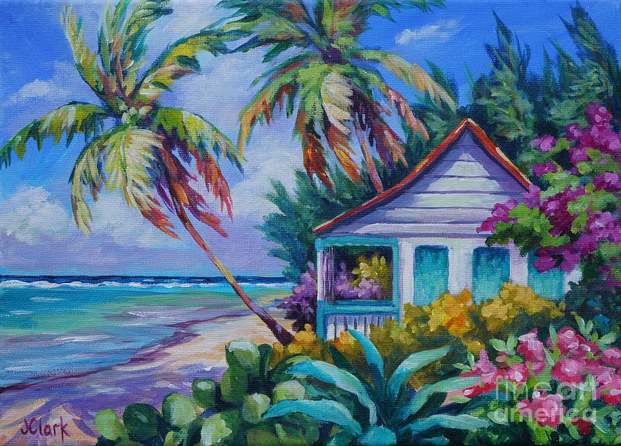 900x646 Tropical Island Cottage Painting By John Clark - John Clark Painting