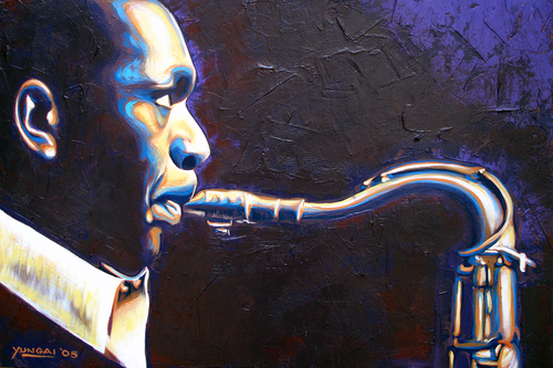 500x333 Painting John Coltrane (Original Art By The.art.of Muhammad - John Coltrane Painting