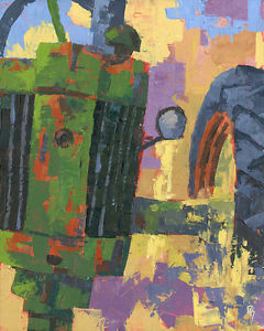 240x300 Original Painting Abstract Johnny Vintage John Deere Tractor - John Deere Painting