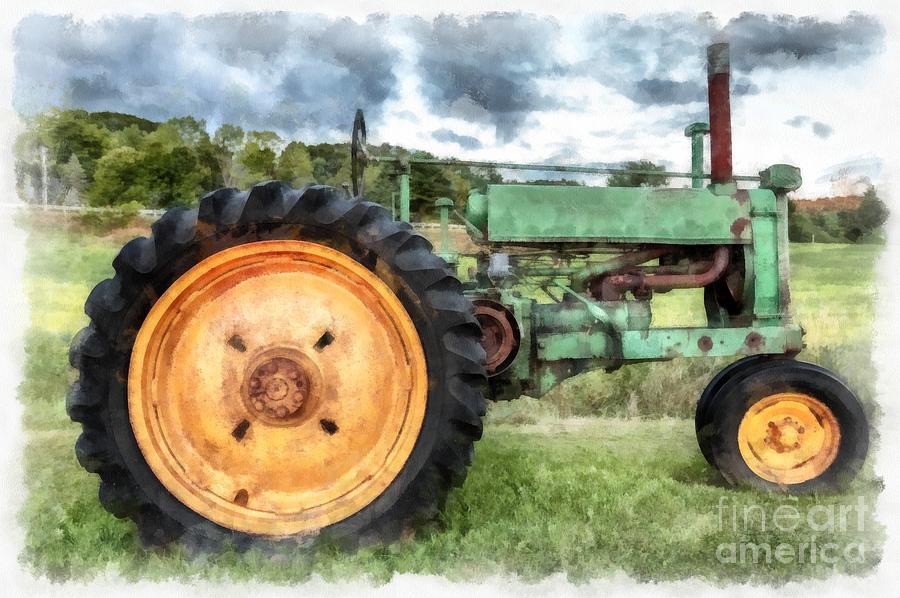 900x598 Vintage John Deere Tractor Watercolor Painting By Edward Fielding - John Deere Painting