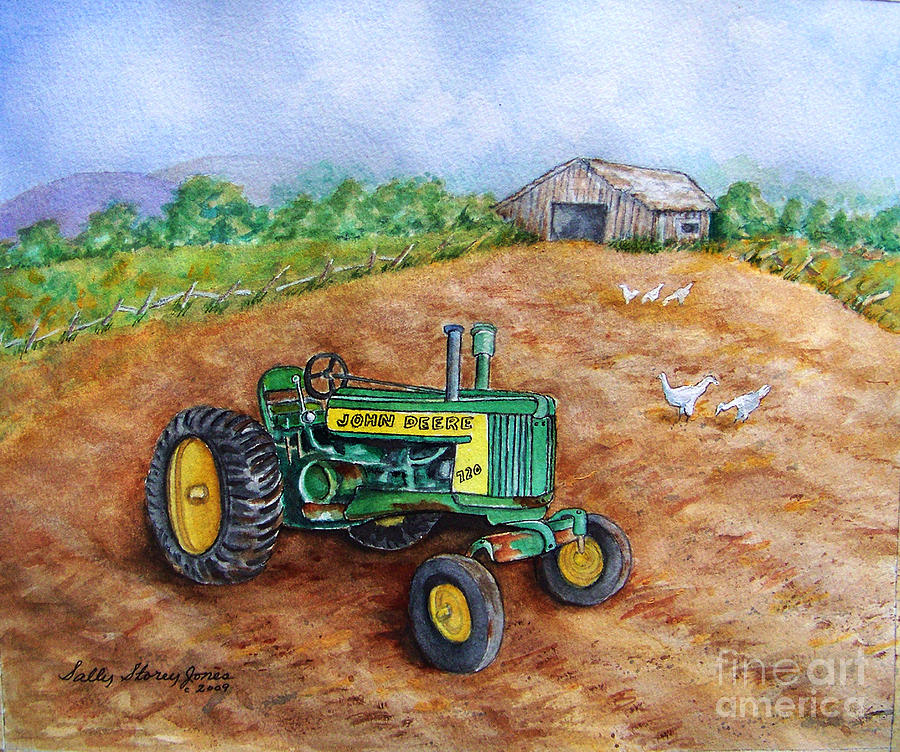 900x752 John Deere At Home Painting By Sally Storey Jones - John Deere Painting
