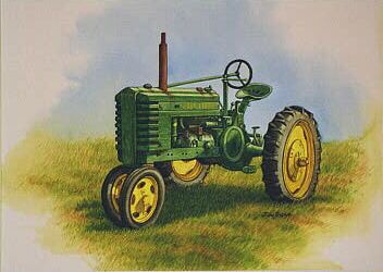 352x250 Vintage John Deere Tractor Painting By Toni Grote - John Deere Tractor Painting