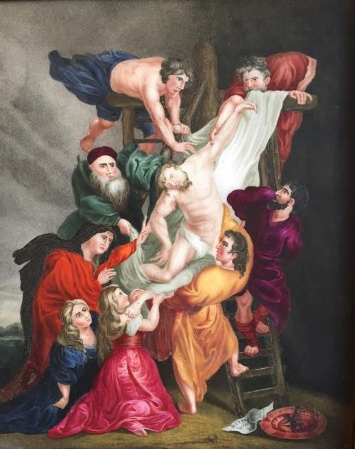 500x633 Rare Derby Porcelain Plaque John Hancock Descent From The Cross - John Hancock Painting