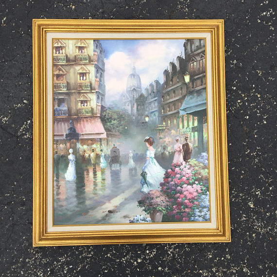 570x570 Impressionist Oil Painting By John Hansen Of Busy Street Scene - John Hansen Painting