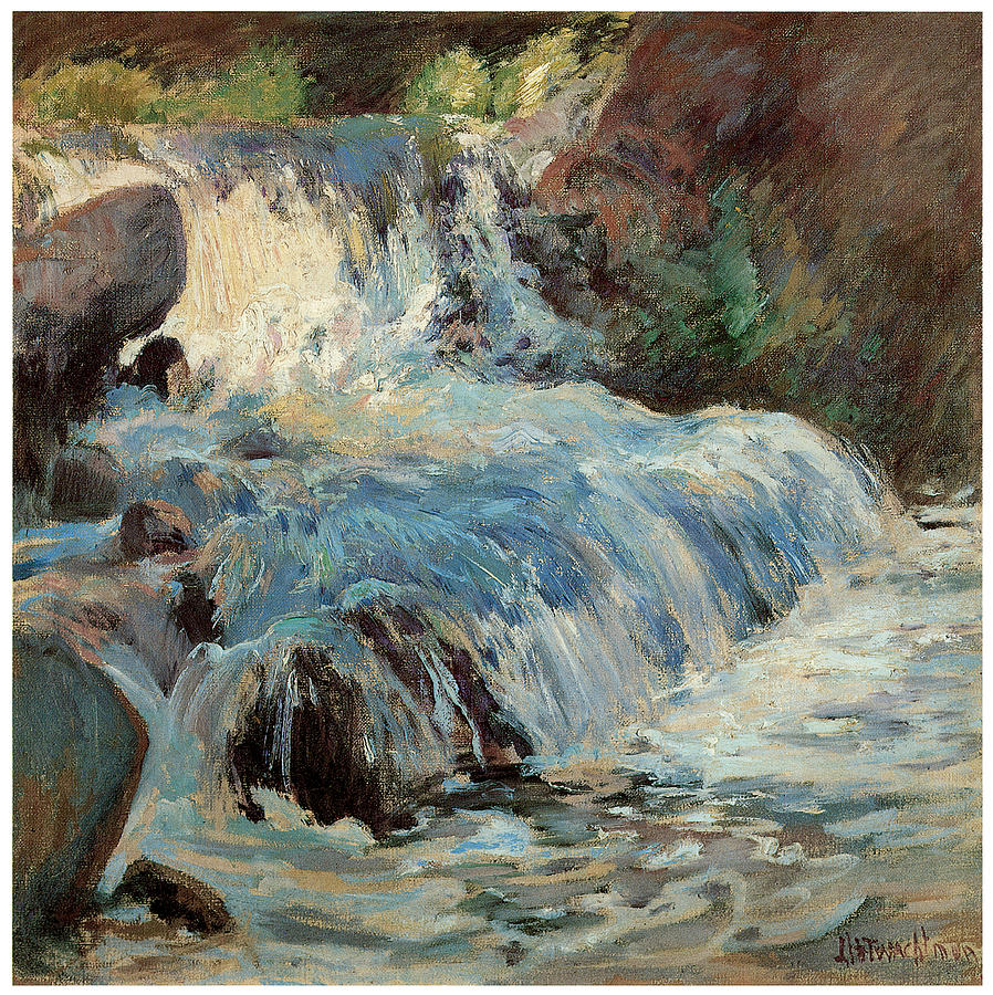898x900 The Waterfall Painting By John Henry Twachtman - John Henry Painting