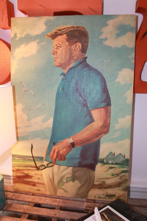 570x855 John F. Kennedy Painting On Canvas By Offthecapevintage On Etsy - John Kennedy Painting