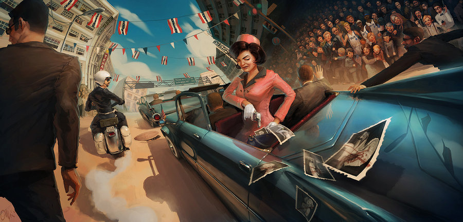 900x432 Jfk Assasination By Maykrender - John Kennedy Painting