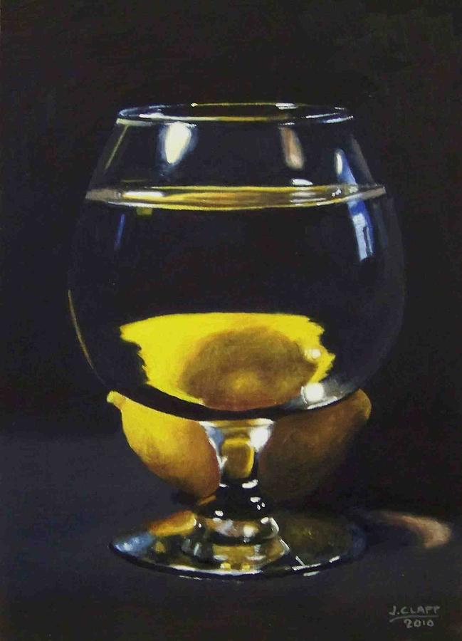 649x900 Lemon And Water Glass Painting By John Clapp - John Lemon Painting