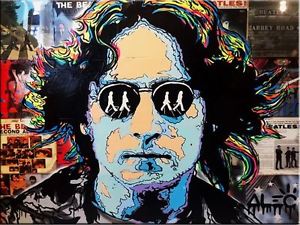 300x225 Alec Monopoly Bansky Oil Painting On Canvas Graffiti Art Wall - John Lennon Painting