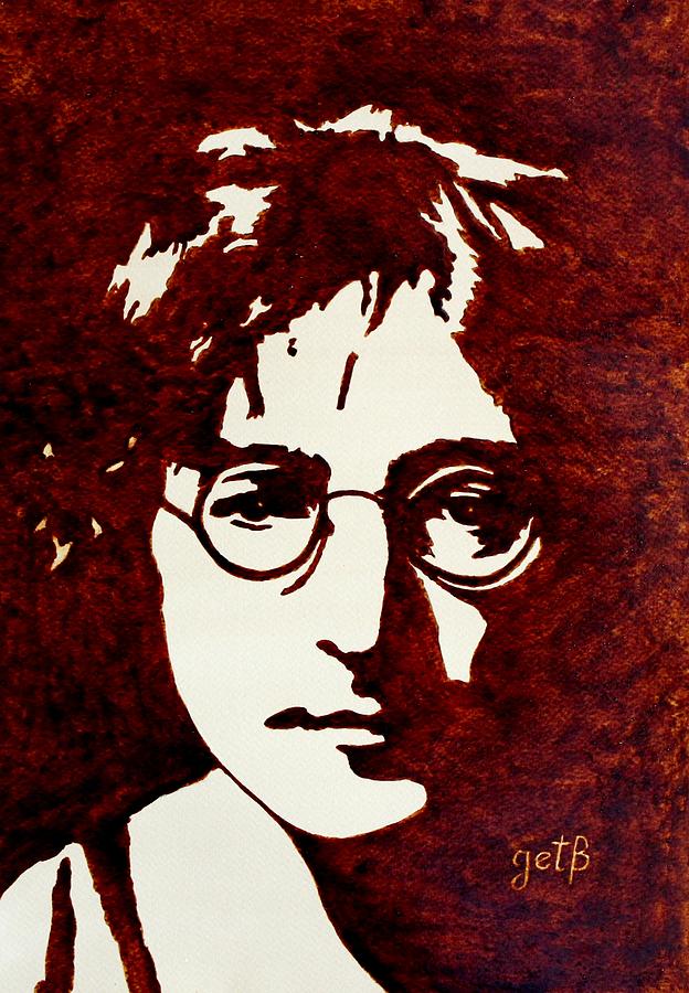 624x900 Coffee Painting John Lennon Painting By Georgeta Blanaru - John Lennon Painting