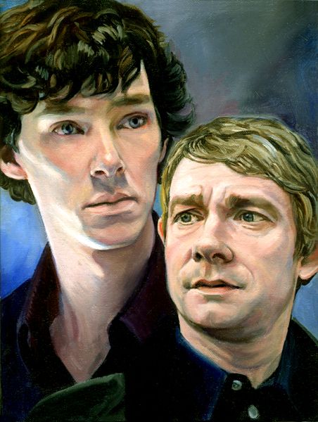 452x600 Portrait Of Sherlock And John - John Sherlock Painting