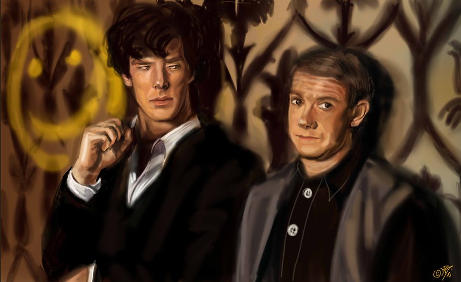 900x550 Sherlock And John - John Sherlock Painting