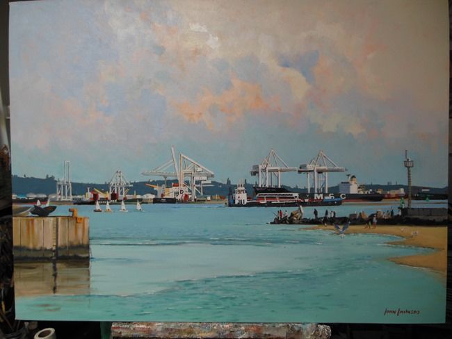 650x488 The City Of Durban On The Thames City, Oil Painting - John Smith Artist Painting