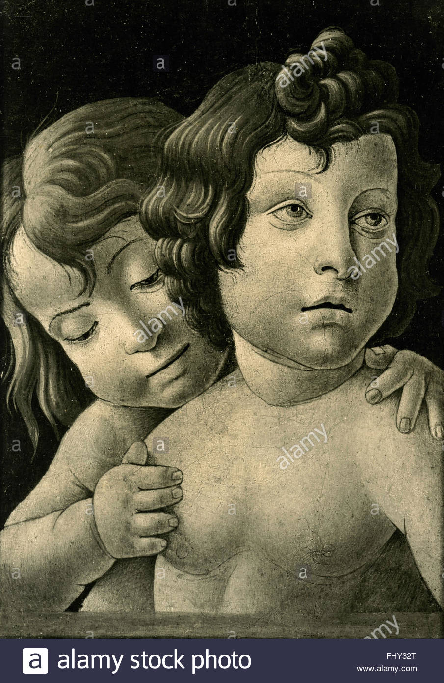 905x1390 Jesus Christ And John The Baptist, Painting By Botticelli Stock - John The Baptist And Jesus Painting