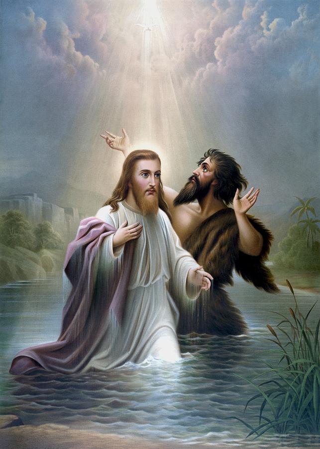 643x900 John The Baptist Baptizes Jesus Christ Painting By War Is Hell Store - John The Baptist And Jesus Painting