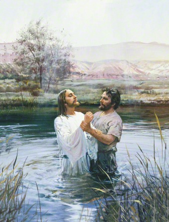 339x447 John The Baptist Baptizing Jesus (John Baptizing Jesus) - John The Baptist And Jesus Painting