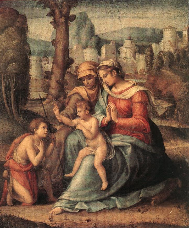 722x867 Madonna With Child, St Elisabeth And Infant St John - John The Baptist And Jesus Painting