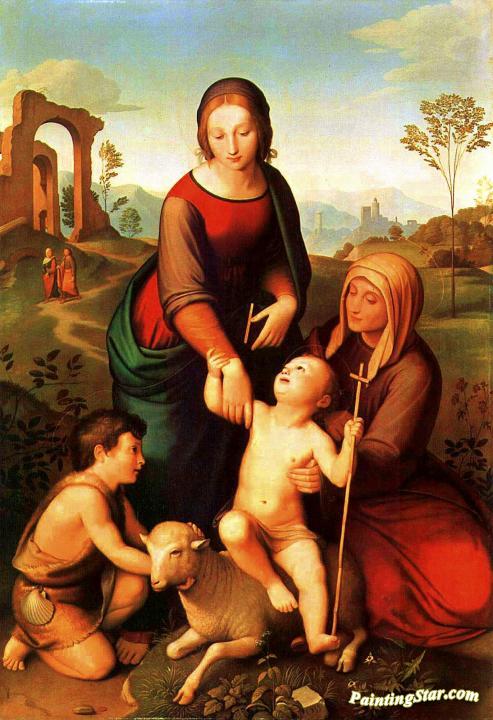 493x720 Mary And Elizabeth With Jesus And John The Baptist Artwork By - John The Baptist And Jesus Painting