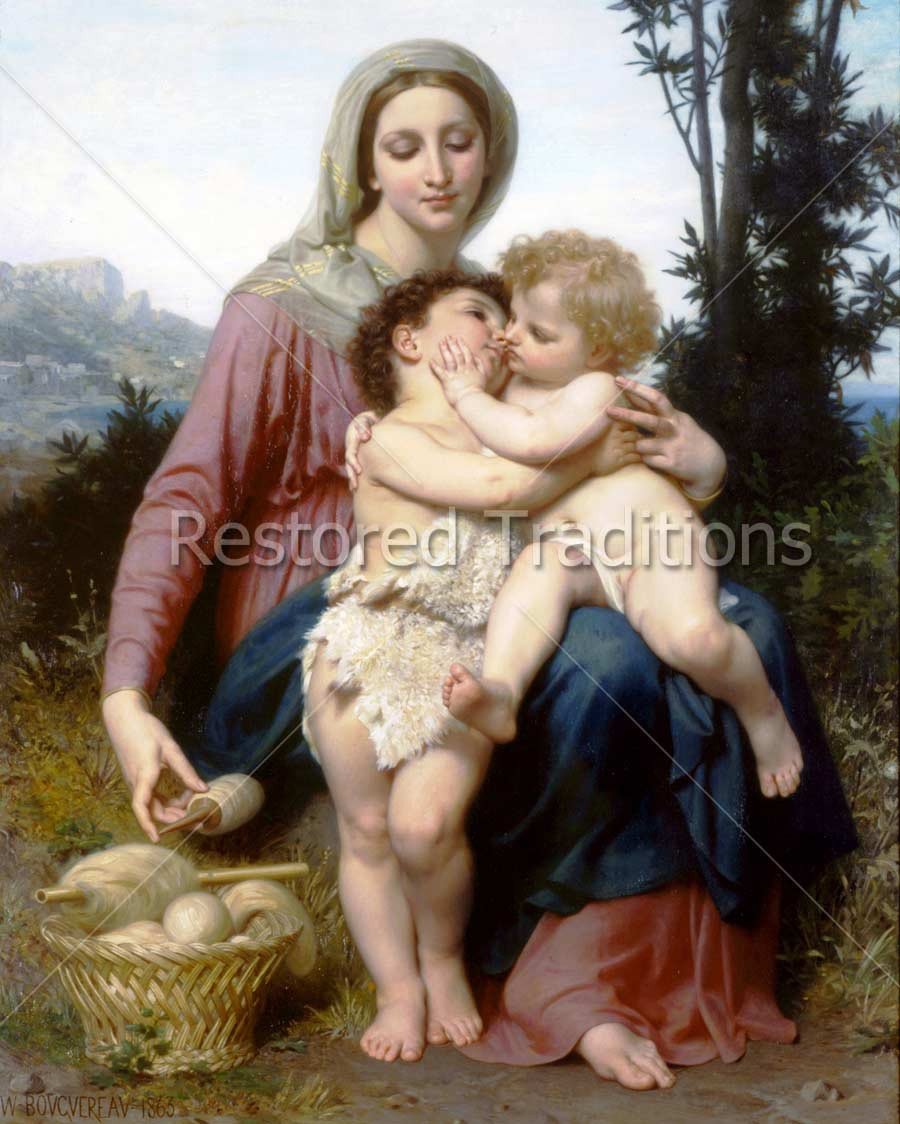 900x1124 Download High Res Image Virgin, Child Amp John Baptist By Bouguereau - John The Baptist And Jesus Painting
