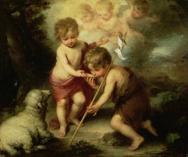 600x501 Jesus As A Boy Child Jesus (Left) With John The Baptist - John The Baptist And Jesus Painting