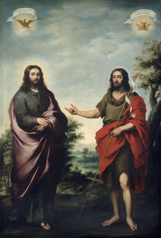 519x768 Saint John The Baptist Pointing To Christ 1655 Catholic Man Night - John The Baptist And Jesus Painting