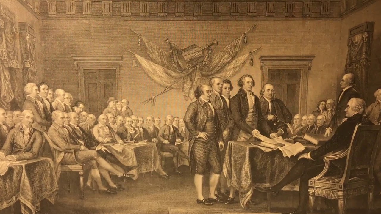 1280x720 Rare 1800's Engraving Declaration Of Independence John Trumbull - John Trumbull Declaration Of Independence Painting