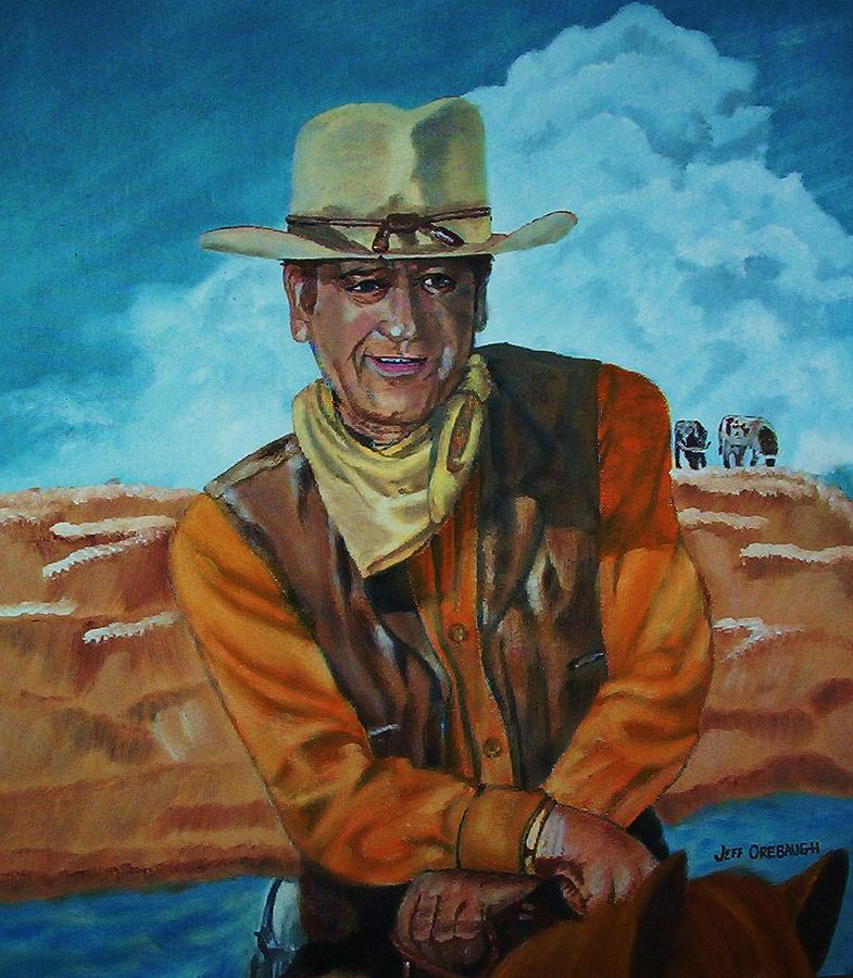 785x900 John Wayne Painting By Jeff Orebaugh - John Wayne Painting