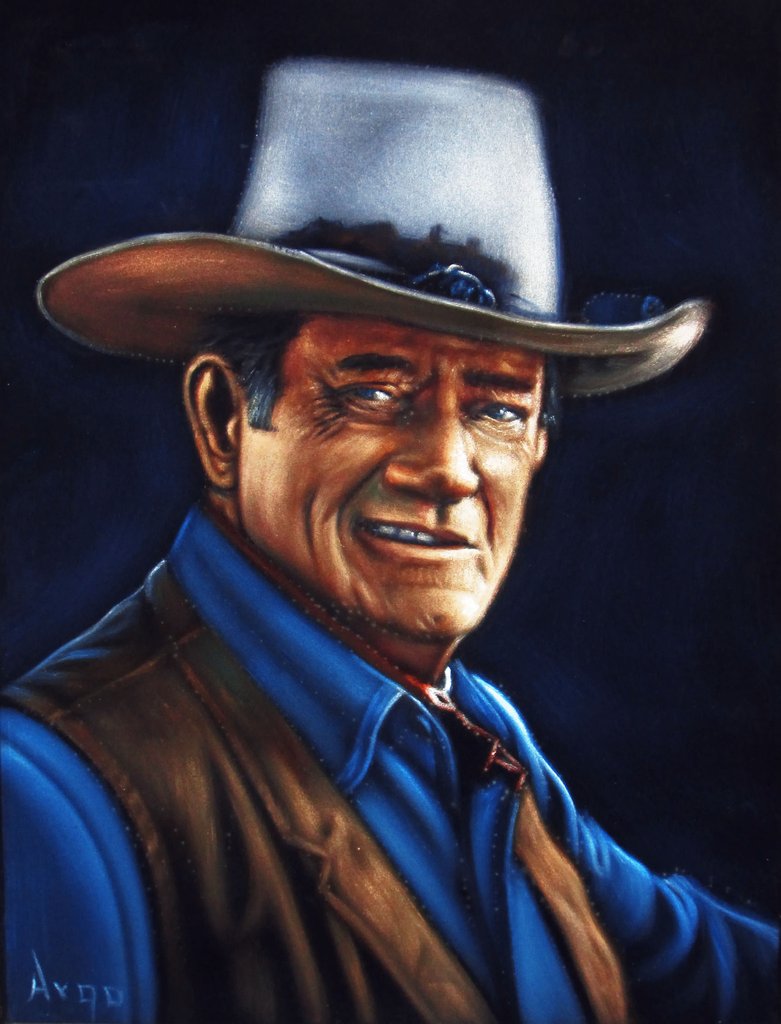 781x1024 John Wayne Portrait, Original Oil Painting On Black Velvet By - John Wayne Painting