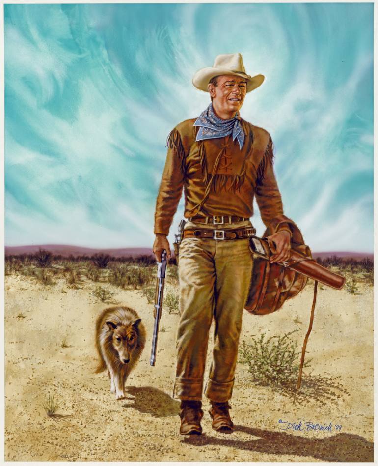 770x948 Saatchi Art John Wayne And Pal Painting By Dick Bobnick - John Wayne Painting