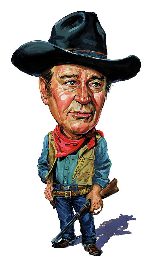 519x900 John Wayne Painting By Art - John Wayne Painting
