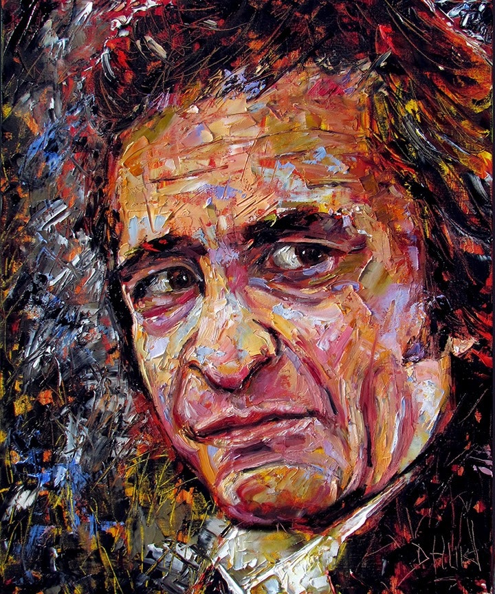 720x864 Johnny Cash Painting Portrait Art Man In Black By Debra Hurd By - Johnny Cash Painting