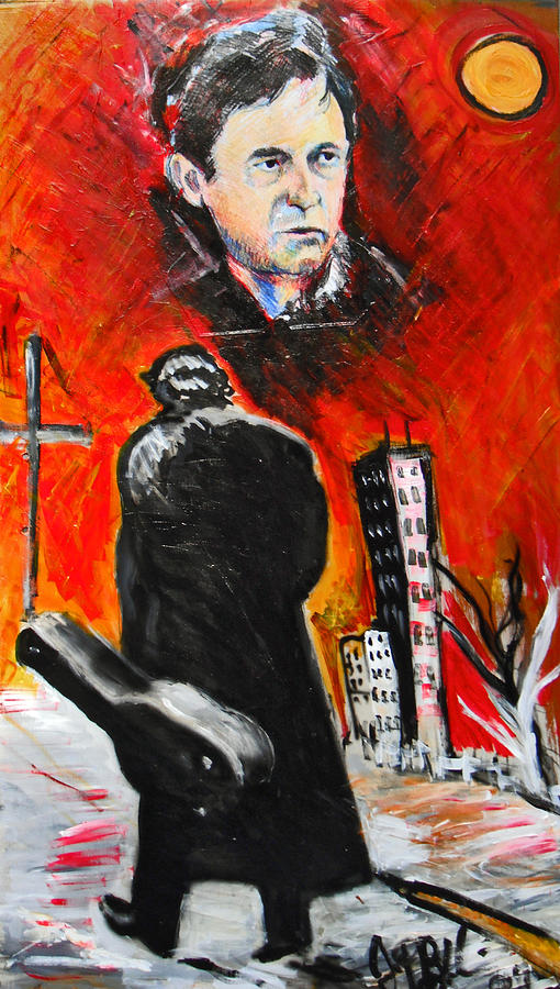 510x900 Johnny Cash Painting By Jon Baldwin Art - Johnny Cash Painting