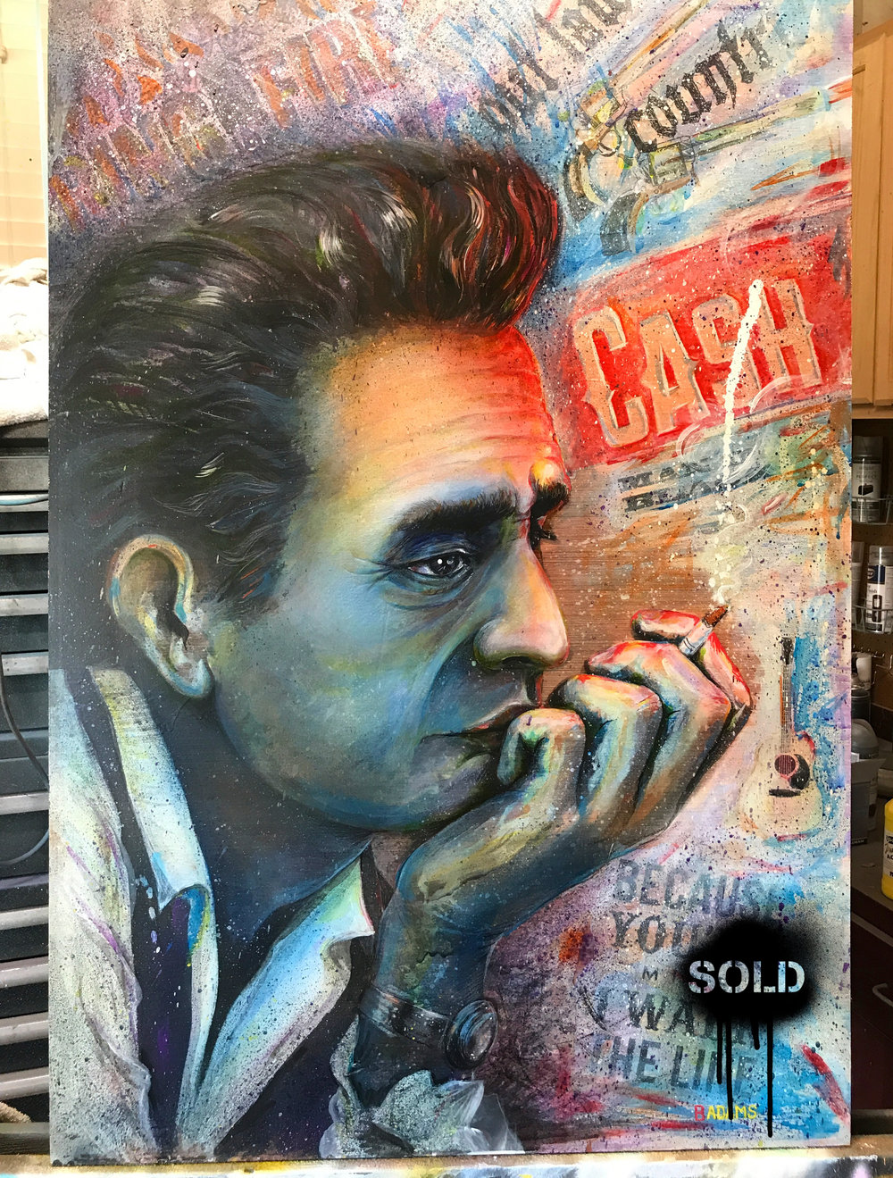 1000x1319 Johnny Cash Badams Gallery - Johnny Cash Painting
