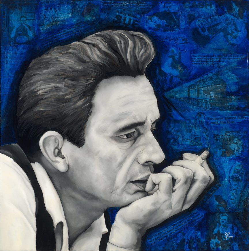 864x868 Johnny Cash Jamie Rice - Johnny Cash Painting