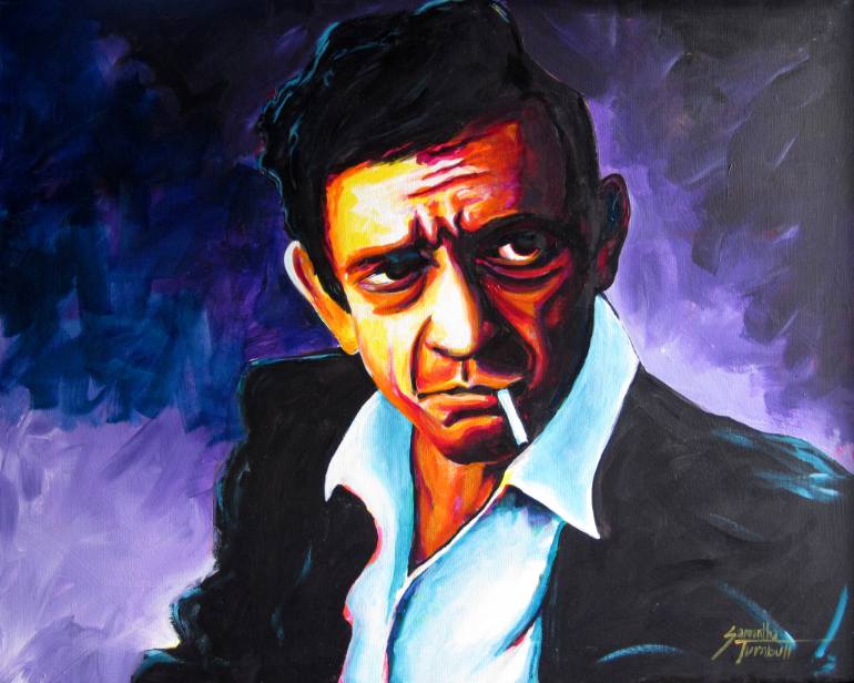 770x616 Saatchi Art Johnny Cash Painting By Samantha Turnbull - Johnny Cash Painting