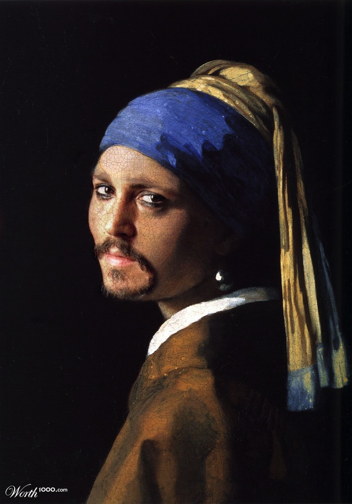 721x1031 Celebrities Humorously Re Imagined As Classic Paintings - Johnny Depp Elephant Painting