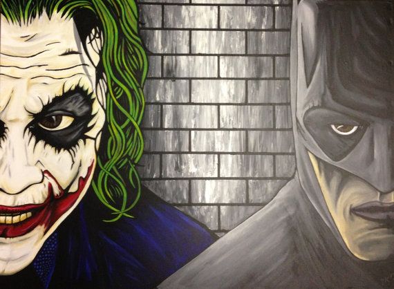 570x418 Batman And Joker Acrylic Painting. By Kustomkiely On Etsy Batman - Joker Acrylic Painting