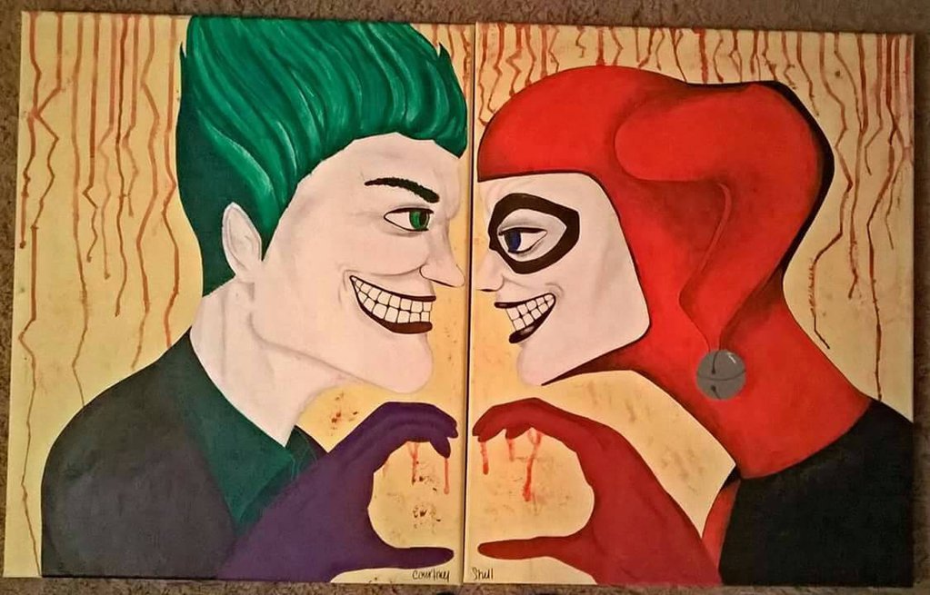 1023x655 Joker And Harley Quinn Paintings By Cshell06 - Joker And Harley Painting