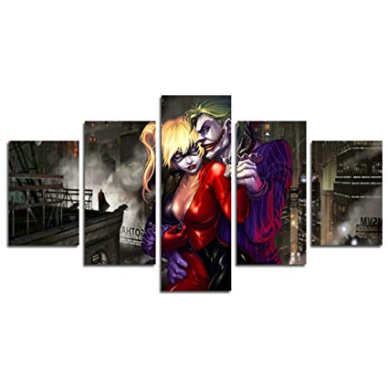 425x425 Atfart 5 Piece Dark Knight Joker And Harley Quinn - Joker And Harley Quinn Painting