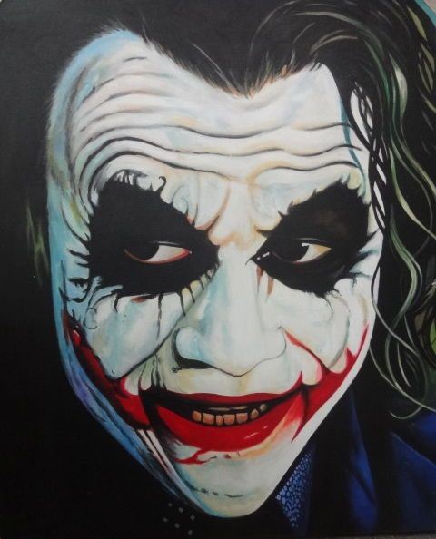 480x594 Joker Face Painting Heath Ledger Batman Hollywood Movie Oil - Joker Canvas Painting