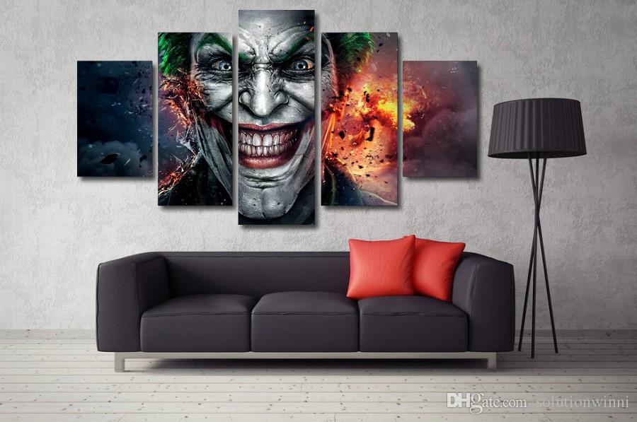 900x597 2018 5 Panel Hd Printed Batman Joker Comics Painting On Canvas - Joker Canvas Painting