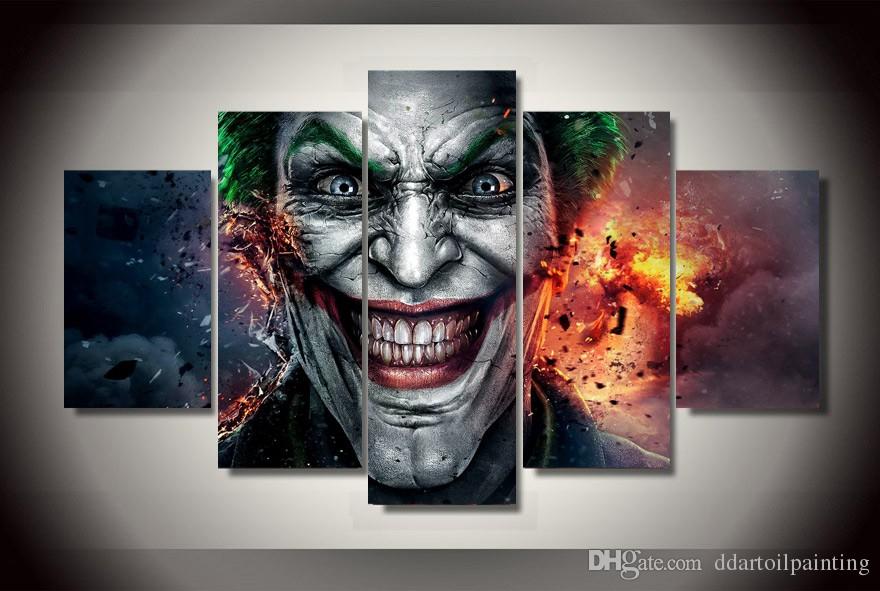 880x591 2018 Wholesale New Famous Cartoon Batman Joker Canvas Pictures - Joker Canvas Painting